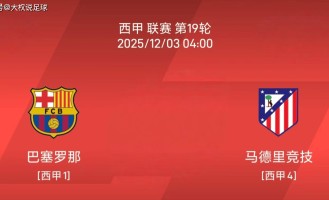 12.2西甲：巴塞罗那 vs 马德里竞技比赛分析